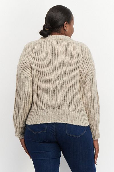 NA-KD Women Crew-neck Crochet Sweater, Beige