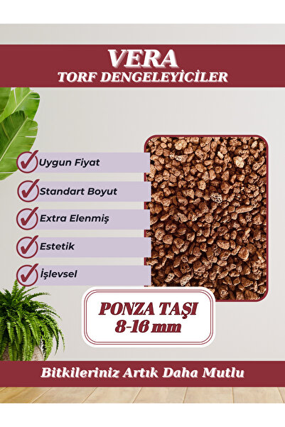 MF Botanik Kırmızı Pomza Taşı 8-16 Mm 5 Litre Volkanik Cürüf Ponza Lav Kırığı