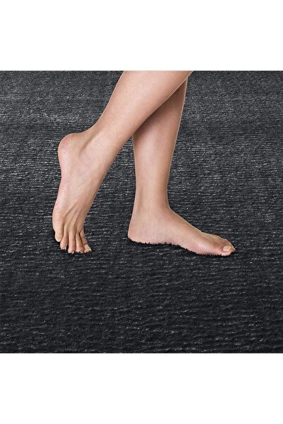 Regnum Halı Bath Mat Triple Set Anthracite Color Plush Non-Slip Base Washable 60x100 - 60x40 - 60x60