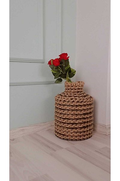 Egindra Straw Braid Natural Decorative Mini Size Vase Pampas Vase