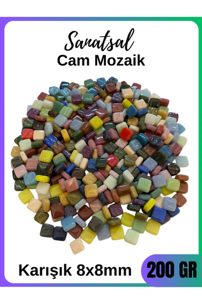 Sanatsal Mozaik Sanatsal Karışık Renkli Cam Mozaik Taşı 8x8mm