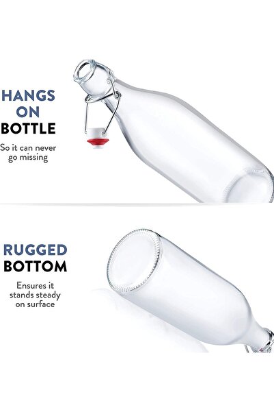 Generic Set of 4 1L Glass Reusable Swing Lid Water Oil Vinegar Bottle