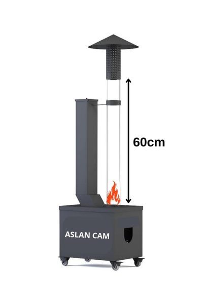 ASLAN CAM Füze Pelet Soba Camı Borusu 60cm