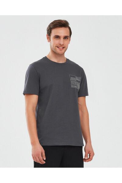 SKECHERS Ανδρικό μπλουζάκι με γραφικό μανίκι S241066-003/γκρι