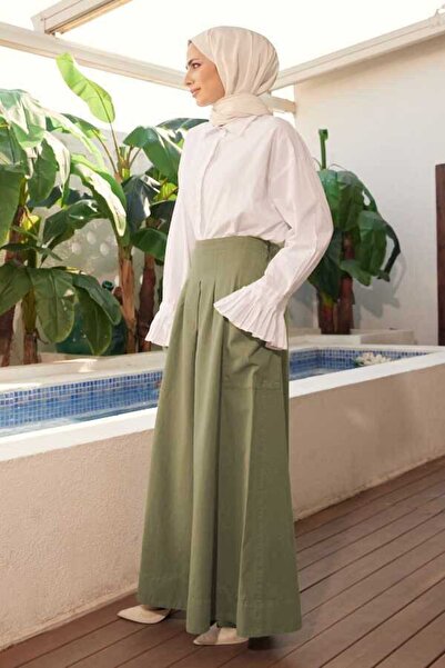 Neways 1161-Pileli Cepli Kot Pantolon Etek Haki