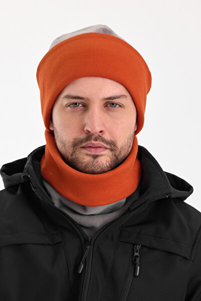Butikgiz Hünkar Sytle, двоколірний двошаровий м'який чоловічий комплект шапки та коміра