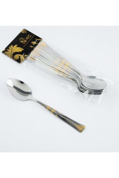 HIC 6pcs golden stainless steel dessert spoons