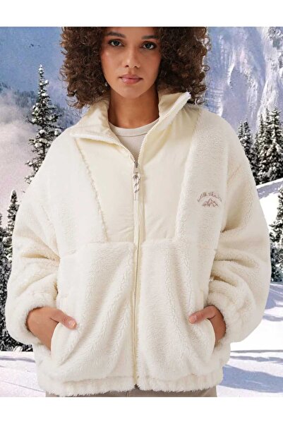 DEMOİSELLE Jachetă de pluș pentru femei ecru