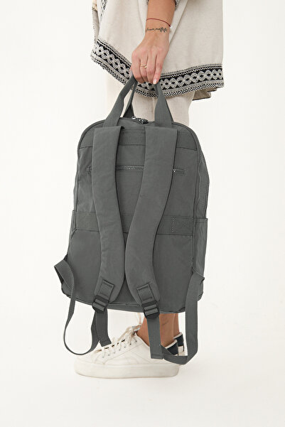 Çanta Trend Sanmorris Unisex Water Resistant Medium Size Crinkle Multi-Compartment Mink Laptop School Travel Backpack