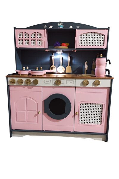 Hedef Pembe Gri Oyuncak Mutfak Çaydanlık Seti ve 1 Led Hediyeli