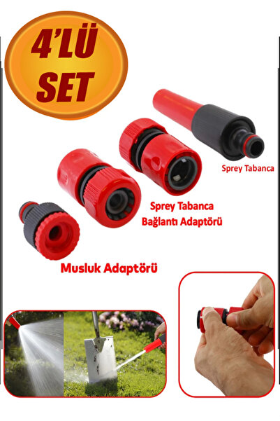 NUBLADO Hortum Sprey Sulama Tabancası Başlığı Seti 4 Parça Bahçe Çeşme Musluk Bağlantı Adaptörü Aparatı Oto.