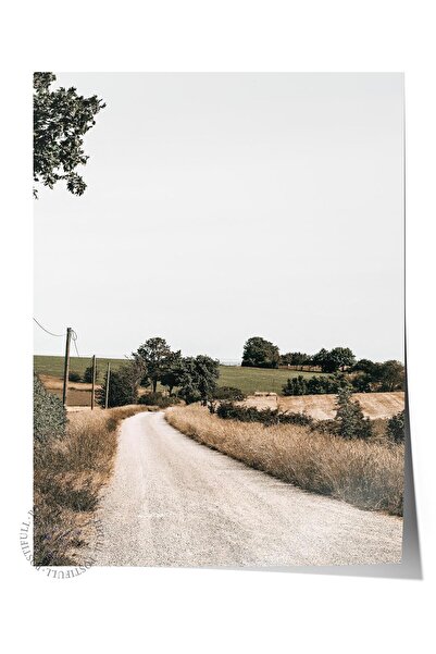 Postifull Rustic Çerçevesiz Poster, İskandinav Kahverengi Tablo, NO:219 Köy Y...