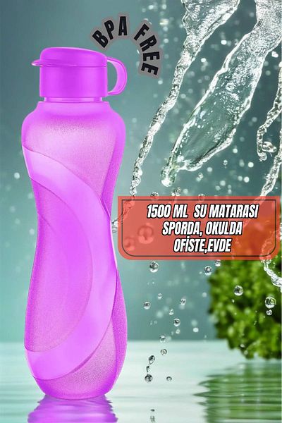 MEDUSHOP Waterfresh 1.5 Lt Water Bottle Suitable for Home, School, Sports, Workplace & Water Bottle & Water Bottle - Purple