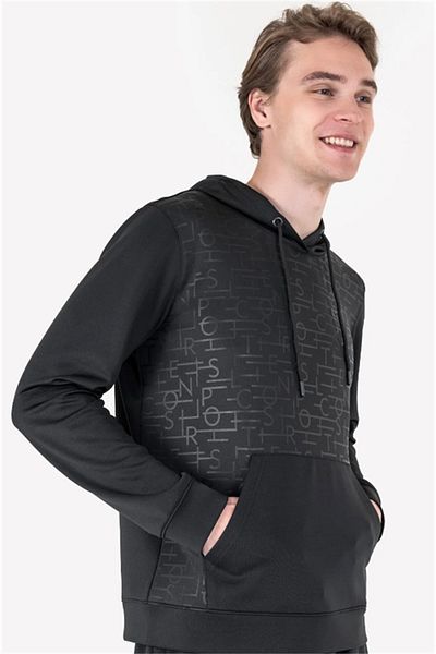 Lescon Men's Hooded Sweatshirt 23Ntes001137-633 Black Men's Hooded Sweatshirt 23Ntes00113