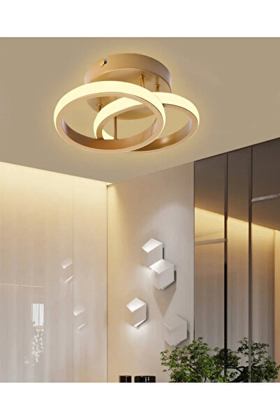 Buiva Modern Tasarım Ring Plafonyer Tavan Led Avize Eskitme Gold Gövde Salon Hol Mutfak Oda Ledli Avize