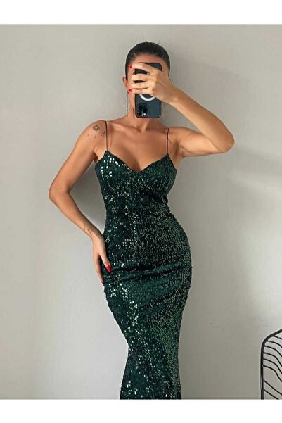 Genel Markalar Trend Kadife Balık Elbise