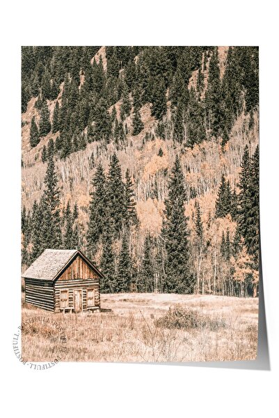 Postifull Rustic Çerçevesiz Poster, İskandinav Kahverengi Tablo, NO:337 Kulüb...