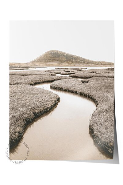 Postifull Rustic Çerçevesiz Poster, İskandinav Kahverengi Tablo, NO:291 Nehir...
