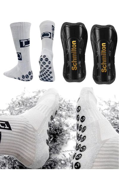 Bellanora 2-Piece Football Match Anti-Slip Rubber Calf and Wrist Protector Athlete Socks and Shin Guard Training Set