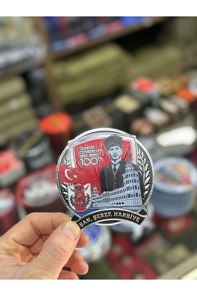 KOMANDO PAZARI PATCH BORDAT ATATURK, PĂRINTUL TURCILOR, PATCH TAMPĂ 3D TĂIAT LAZER CU LEMN PE SPATE