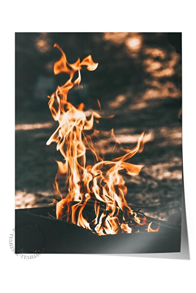 Postifull Rustic Çerçevesiz Poster, Iskandinav Kahverengi Tablo, No:461 Ateş ...