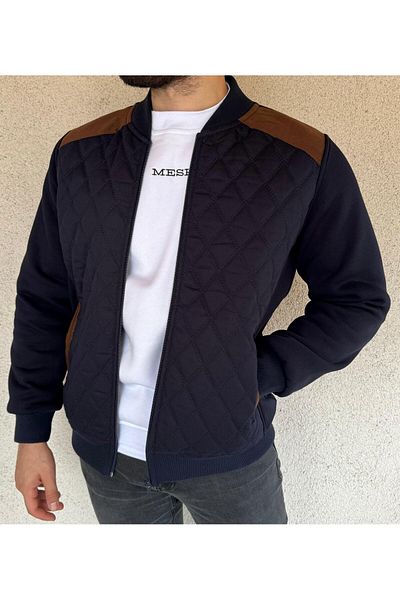 Mesh Men's Seasonal Navy Blue Quilted 3 Thread Sports Coat