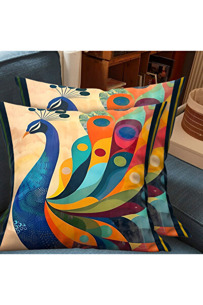 Ardizayn غطاء وسادة من القماش المخملي الطاووس (مجرد) مكون من قطعتين - طباعة ع...