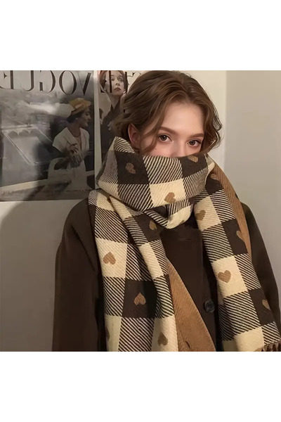 Redhead Çift Taraflı Kalpli Yumuşak Atkı Şal