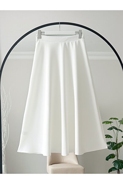 MODAQU Fusta evazată Mevlana Scuba Puff - Albă