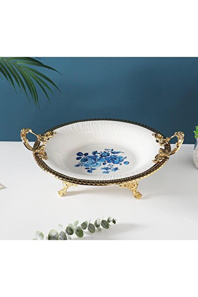 Pink&More MUBA CONSEPT METAL AYAKLI ÇİÇEK DESEN GOLD SUNUMLUK 35X31 CM