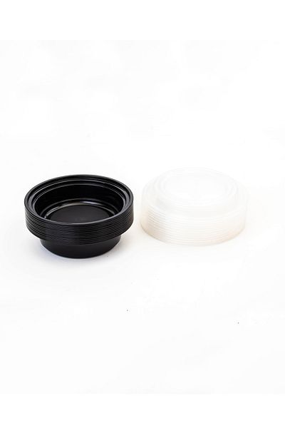 HIC 12-Piece round Disposable Food Container With Lid Black 11x7cm