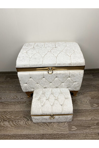 EnesSandık İkili Çeyiz , Makyaj ve Bohça  Sandığı - Altın Şeritli Özel Tasarım