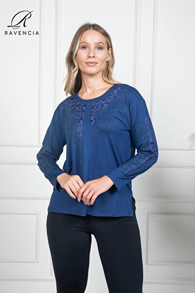 Ravencia بلوزة نسائية من قماش الفسكوز في منتصف العمر وما فوق، نمط زهور، مطرزة...