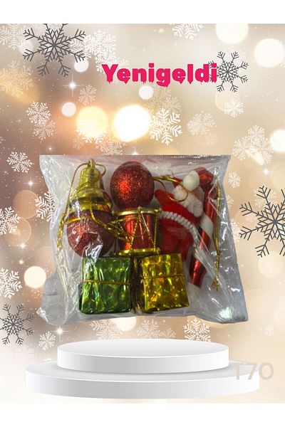 Yenigeldi Christmas Ornaments Set, Red Gold Ornament Set, Decorative Drum Santa Claus and Gift Package T-70
