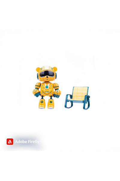 Boratila Toys Akıllı Dokunmatik Değişebilen Işıklı Ayı Sesli Alarm Özellikli Uyku Arkadaşı Metal Saat Robot (SARI)