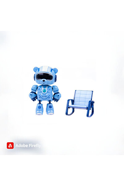 Boratila Toys Akıllı Dokunmatik Değişebilen Işıklı Ayı Sesli Alarm Özellikli Uyku Arkadaşı Metal Saat Robot (MAVİ)