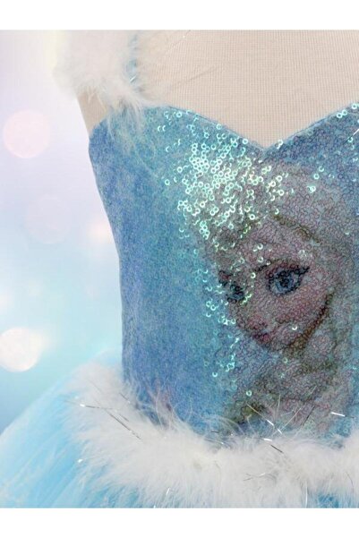 Okay Girl's Glittery Frozen Evening Dress with Tarlan