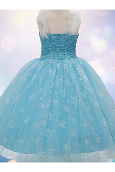 Okay Girl's Glittery Frozen Evening Dress with Tarlan