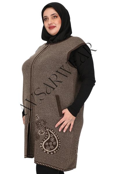 AVSARWEAR Ethnic Patterned Plus Size Mother Vest with Pockets Avsarwear