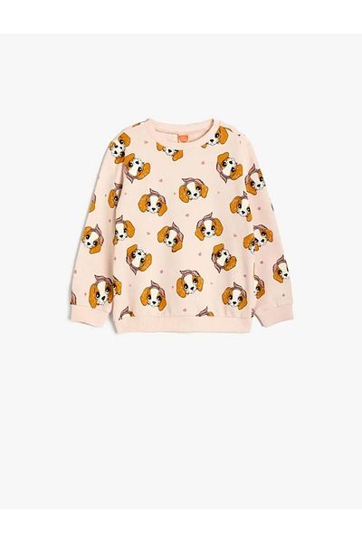 Koton Βαμβακερό φούτερ με στάμπα σκύλου - Crew Neck, μακρυμάνικο