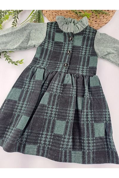 Butik Rochie de iarnă pentru fete 9 diferite 3-8 ani cu fundă cu nasturi și detaliu în gât