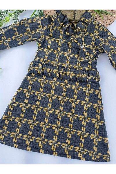 Butik Rochie de iarnă pentru fete 9 diferite 3-8 ani cu fundă cu nasturi și detaliu în gât