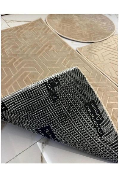AKSU Di̇narsu Harmony Lux Embos Washable Bathroom Rug - Modern 100X60 40X60 60X60 Round Bath Mat