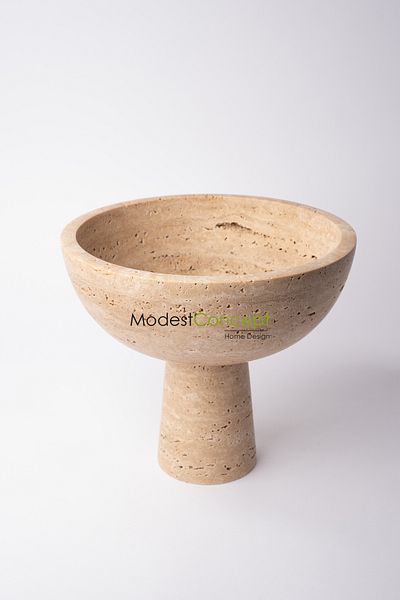 Modestmar Ivory Travertine Standing Bowl 22cm