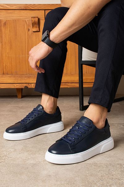 Safari Ayakkabı Navy Blue Tommy Men's Leather Sneakers