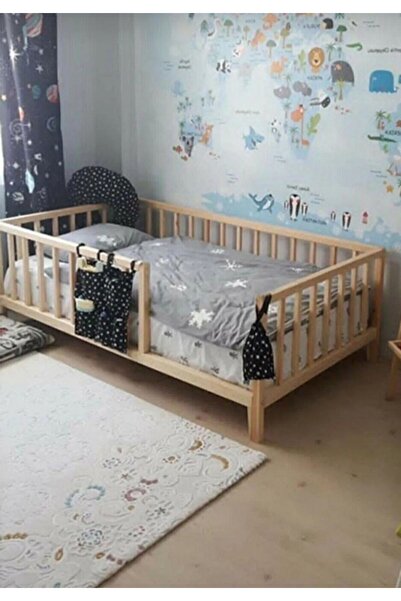 SRKY SRKYHOME CONCEPT Montessori Bebek Ve Çocuk Karyolası Doğal Ahşap Yatak