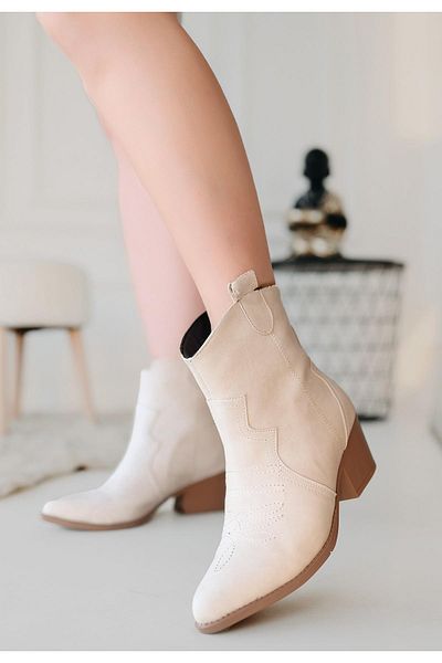 NESSİMO Μπεζ μπότες με τακούνι Nubuck N 259468