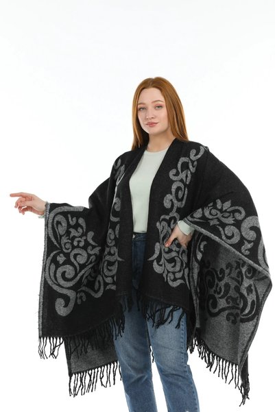 ALLURİNG THE BETTER ONE Winter Women's Poncho with Tassels