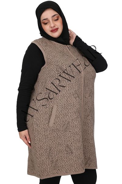 AVSARWEAR سترة الأم منقوشة بأوراق الشجر مقاس كبير مع جيوب