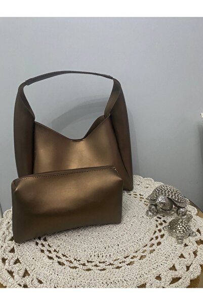 YMZBAG Жіноча золота штучна шкіра з блискавкою, внутрішні відділення, ручна т...